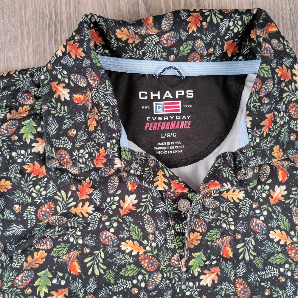 Chaps Men's L Everyday Performance Printed Polo Shirt Fall Edition Stretch